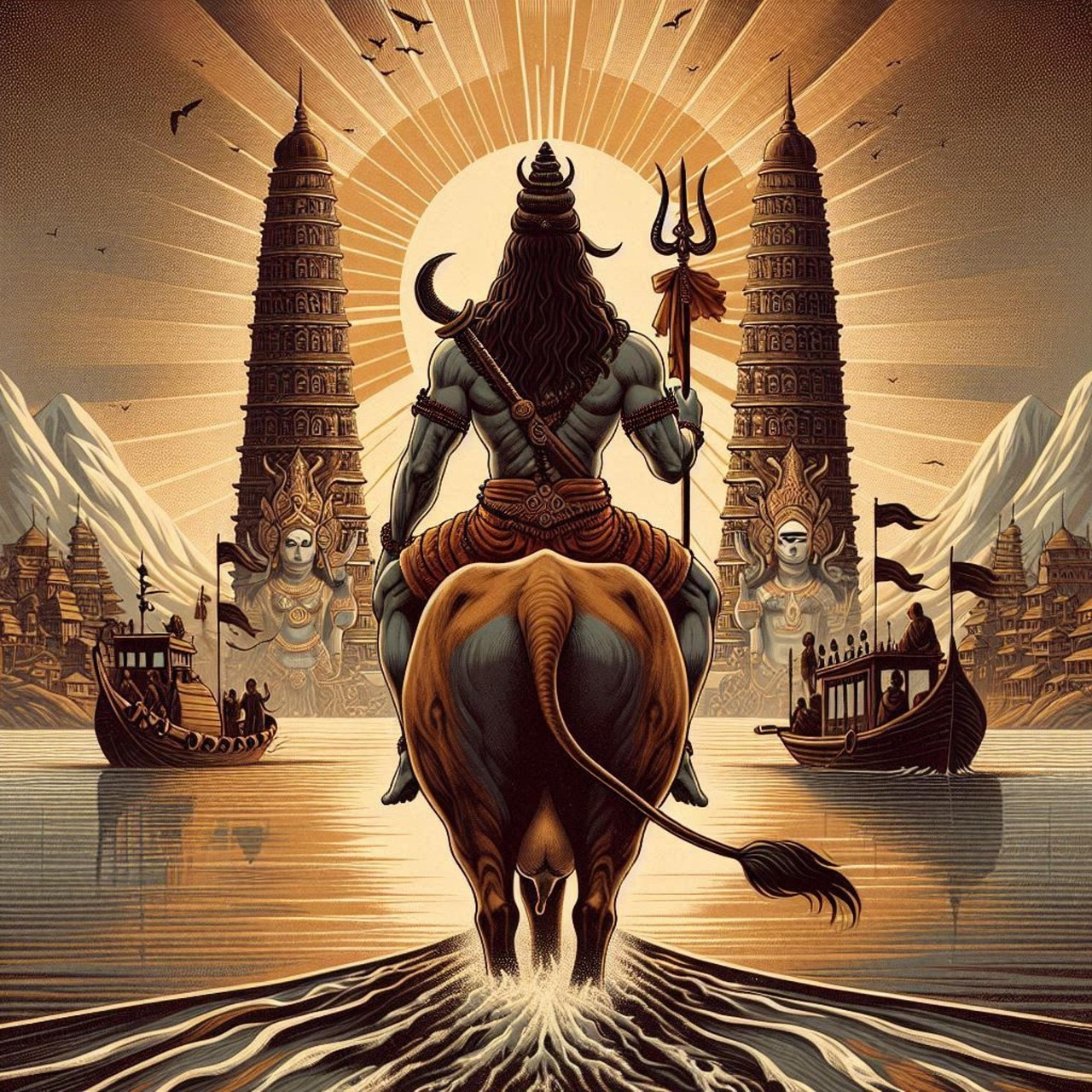 ai generated, shiva, bull, nandi, lord shiva, nandi bull, hindu, deity, shiva parvati