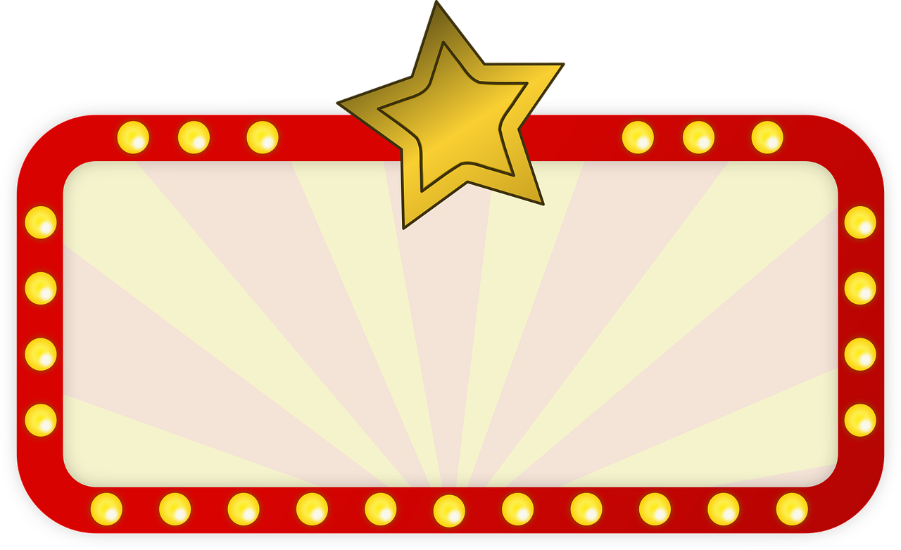 marquee, sign, vintage, star, cine, movie, illuminated, light