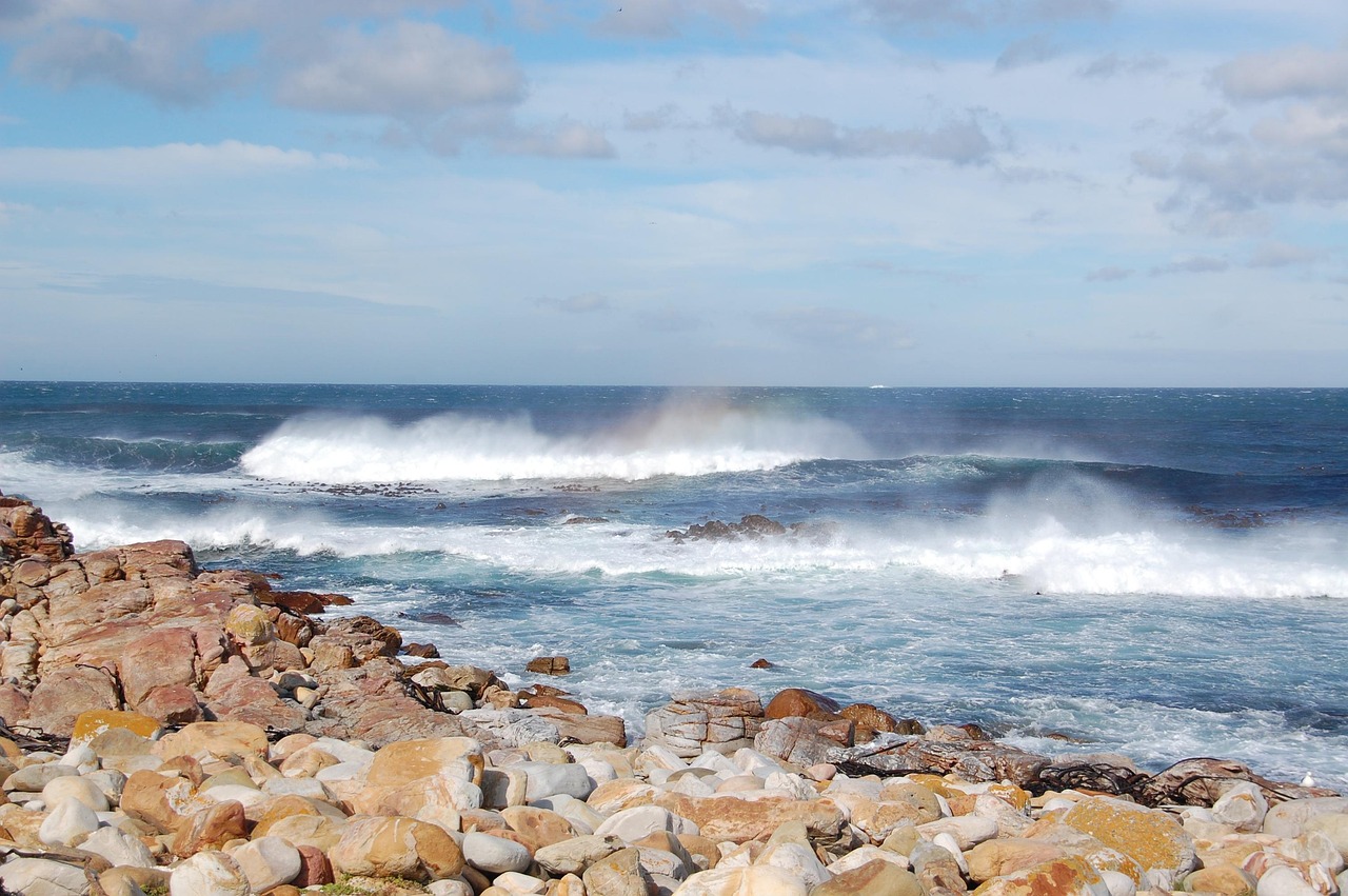 south africa, beach, sea, landscape, cape of good hope, waves, heaven, nature, clouds, ocean, water