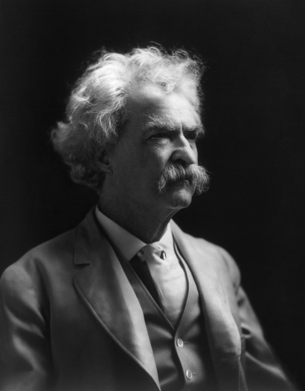 mark twain, author, writer, philosopher, portrait, black-and-white, man, critics, moustache