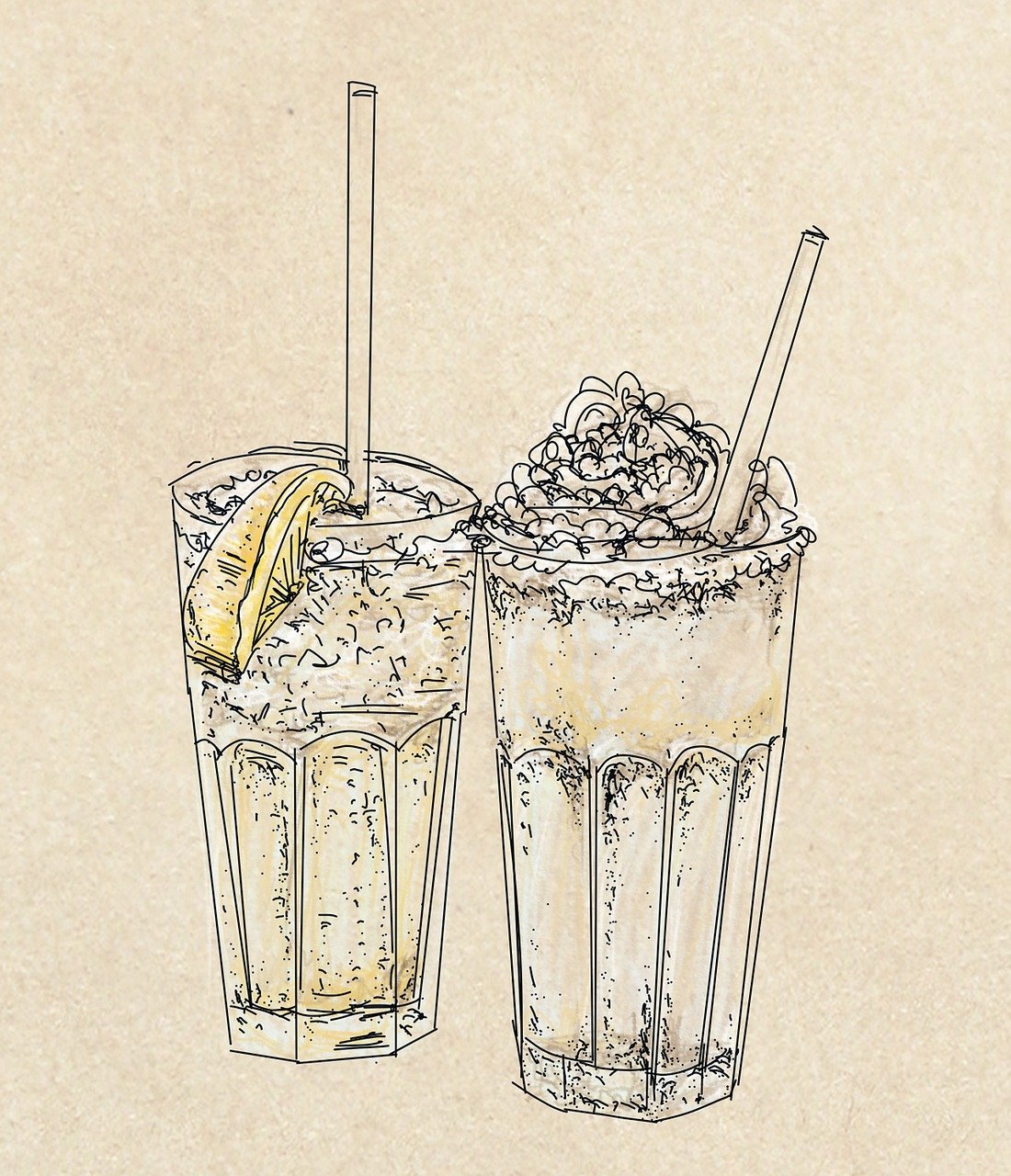 refreshment, drinks, juice, drawing, artwork