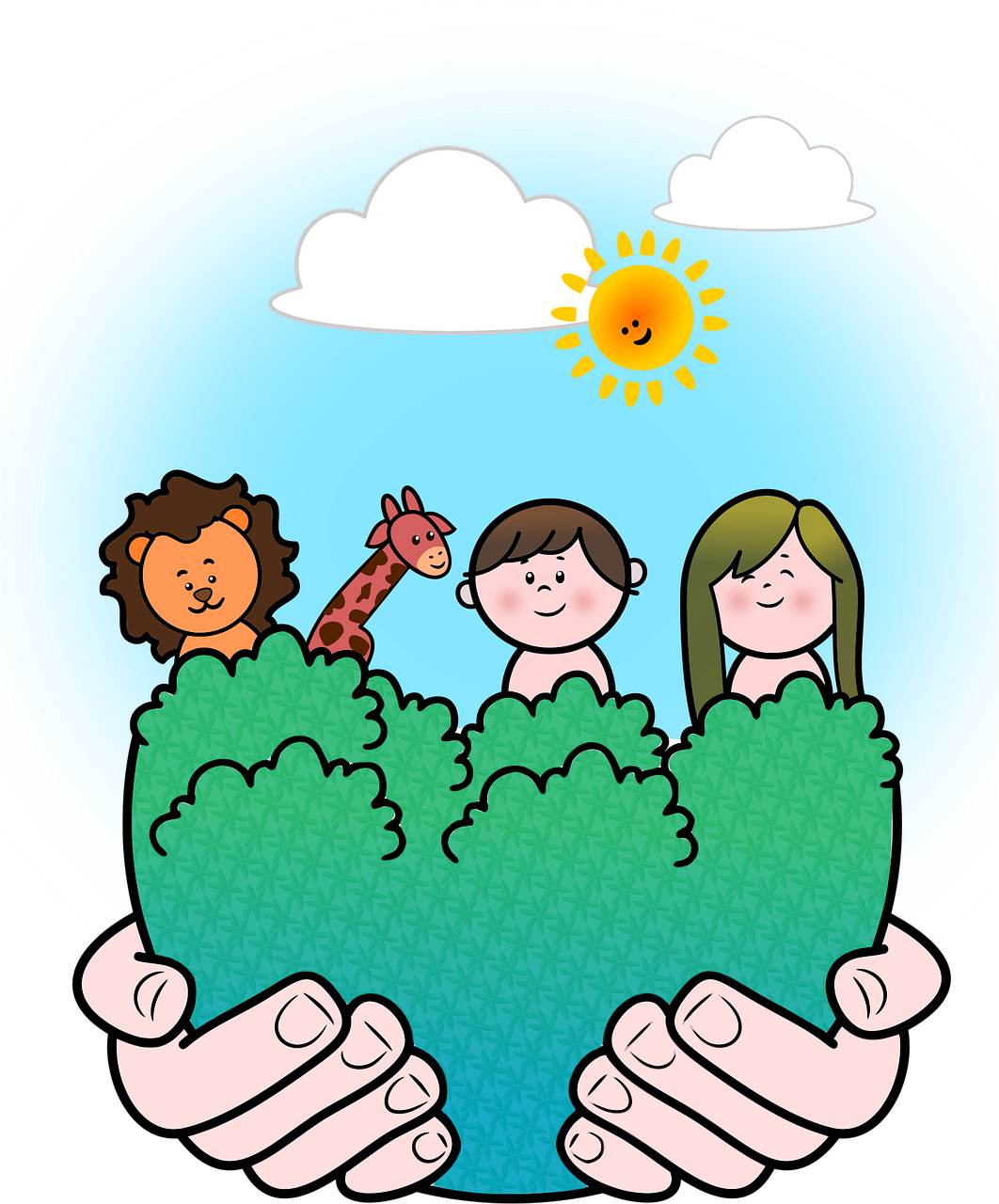 adam, eve, creation, animals, nature, god, jesus, bible, happy, joy, creator