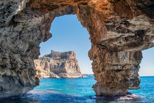 cave, landscape, nature, marine, sea, cliff, darling, rocks, water, moutains, alicante, spain