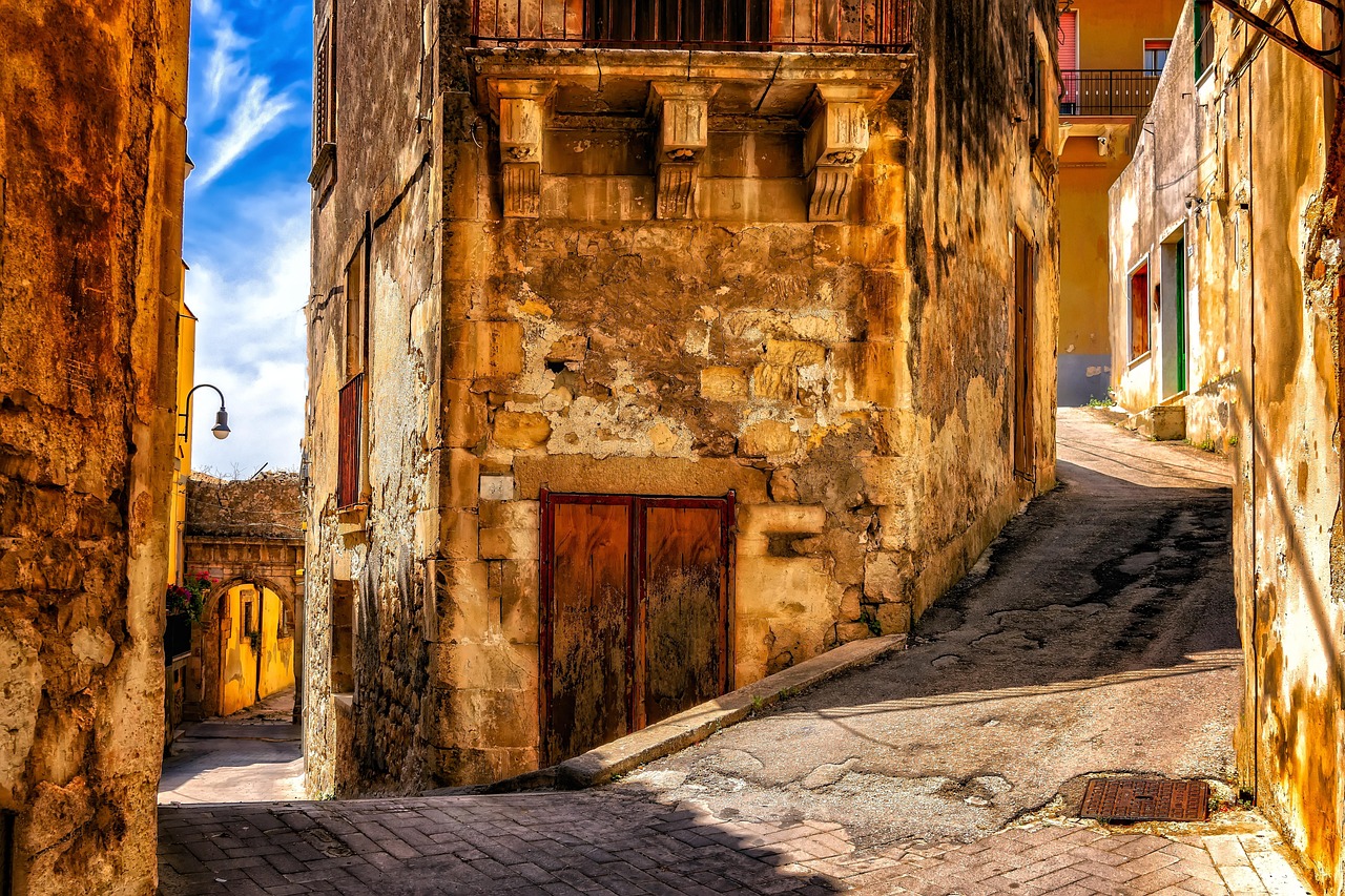 alley, path, closely, historic center, passage, road, architecture, idyllic, mediterranean, romantic, facade, summer, summery, historic old town, city trips, city, sicily, modica, italy, vacations, urban