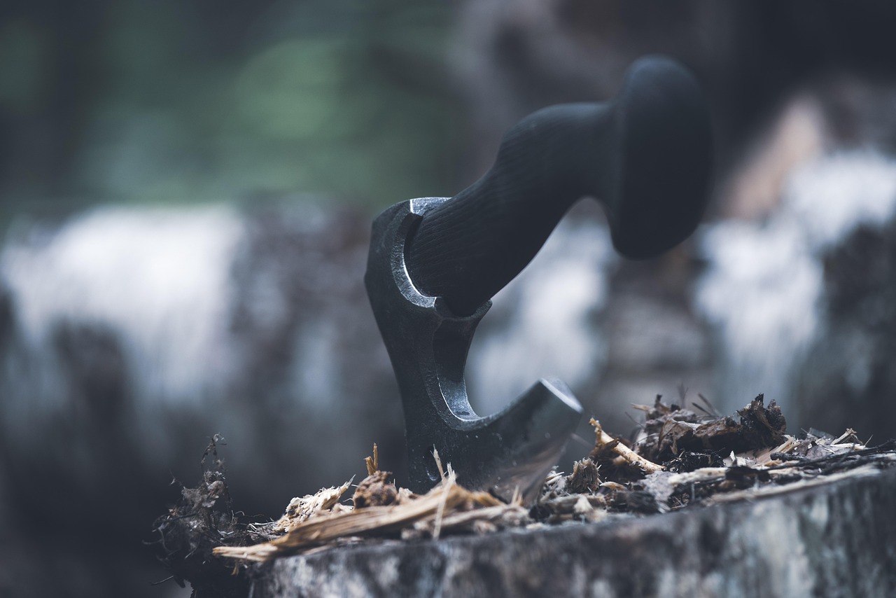 axe, vikings, weapons, hack, stump, pagan