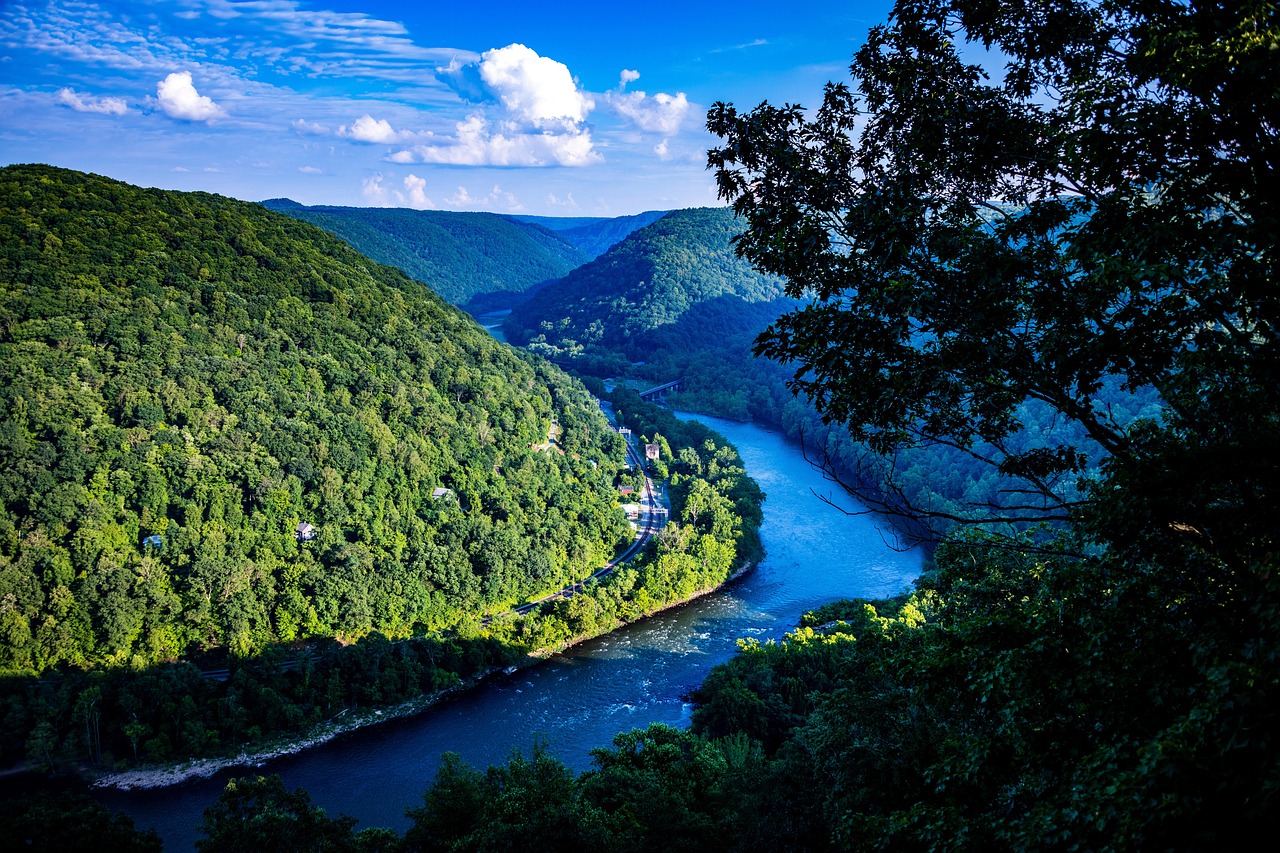 travel, river, new river, landscape, thurmond wv, west virginia, wv, trees, mountains, whitewater, panorama, peaceful, nature, adventure