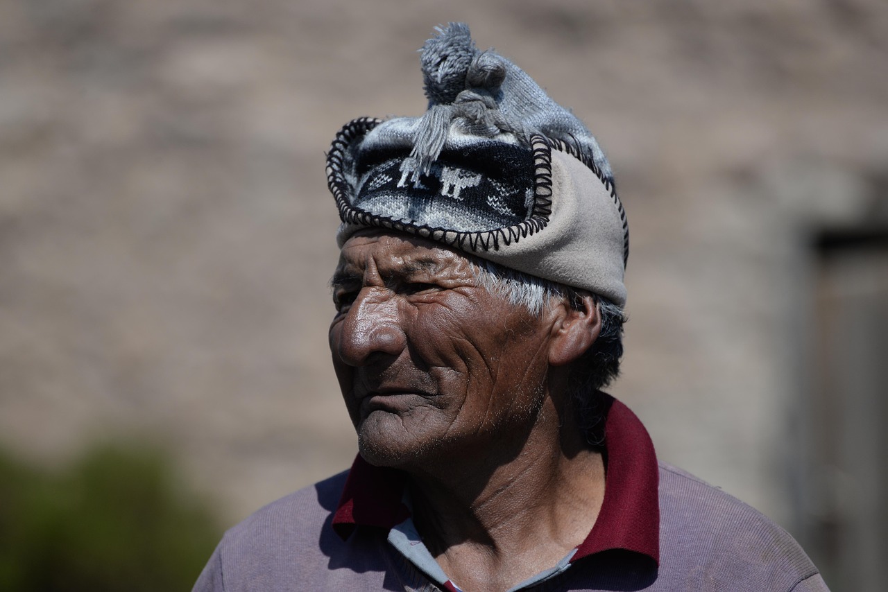 portrait, sun, wrinkle, ancient, andes