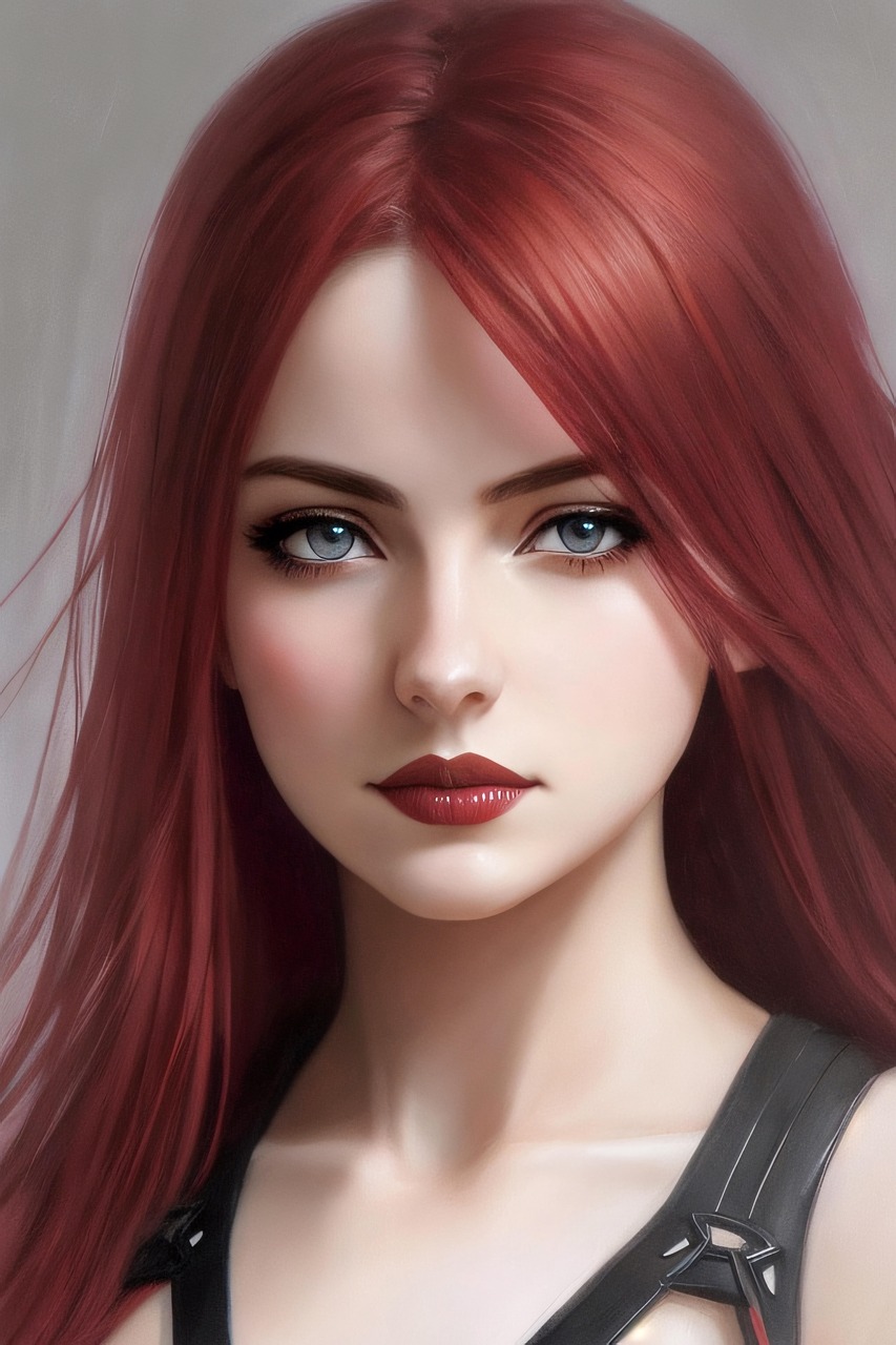 girl, ghotic, face, redhead, cute, fantasy