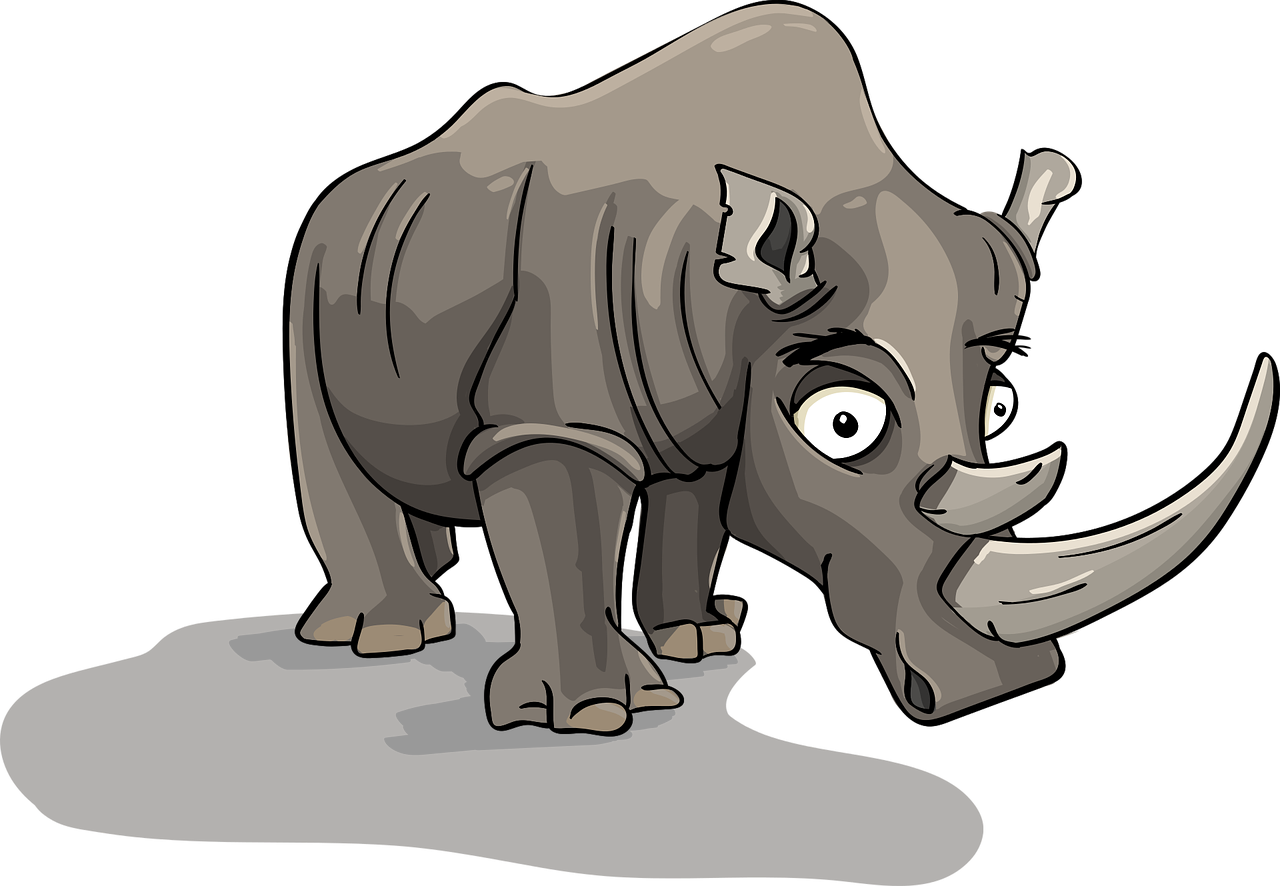 rhinoceros, horn, cartoony, the character, animal, brontothere, funny