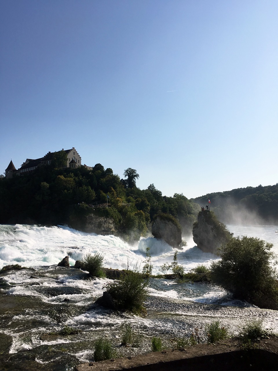 germany, rhine falls, schaffhausen, flow, water, destination, rush, water mass, foaming, roaring, switzerland, waterfall, spray, rock, enormous
