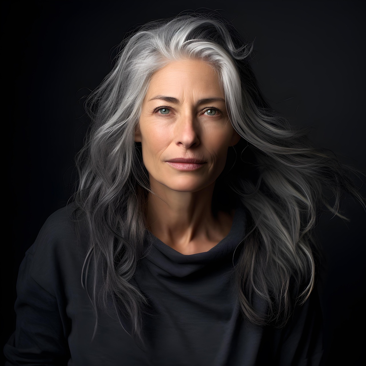 ai generated, woman, adult, mature, model, female, face, beauty, hair, maturity, elegance, wisdom, portrait