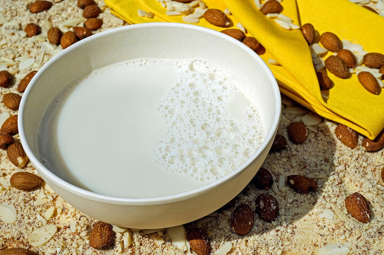 milk, almond milk, fresh, food, bio, vegan, low in calories, naturally, healthy, vegetable, vitamins, biological, vegetarian, nut milk, drink