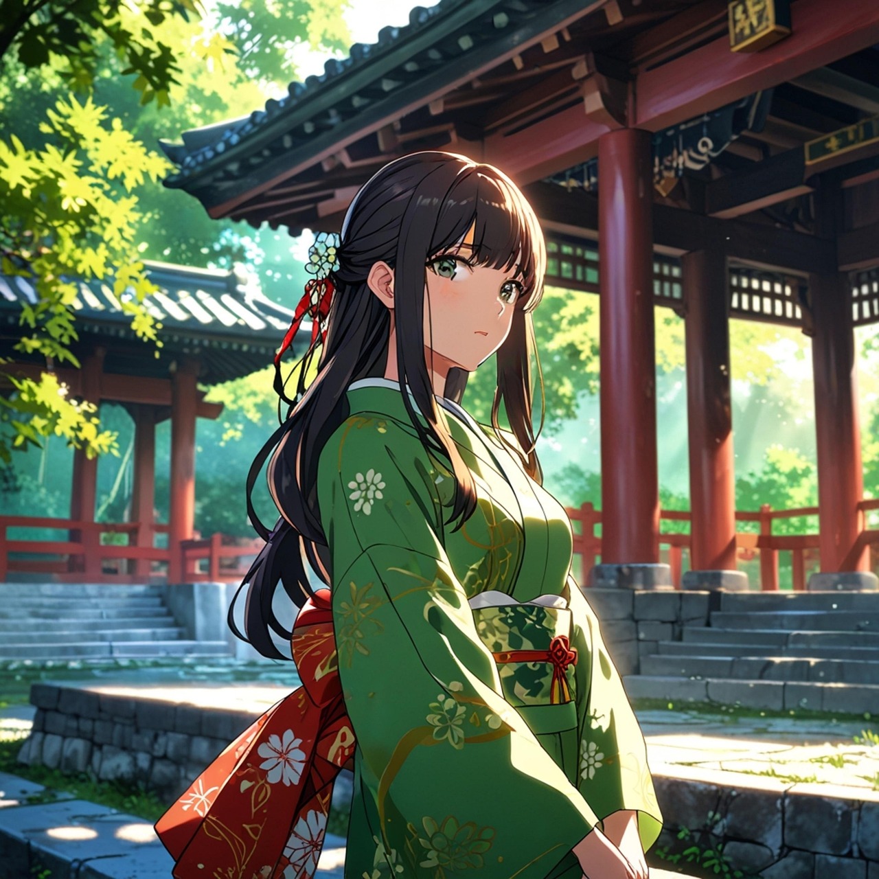 kushinada, abundance, prosperity, beauty, japan, kimono, kojiki, nihon shoki, yamato, yamato nadeshiko, princess, temple, shinto, shrine, kyoto, mythology, generated ai