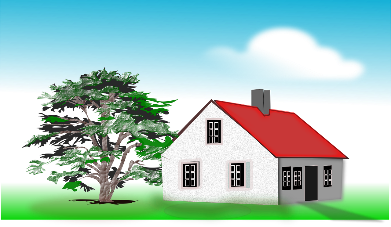 house, home, residence, tree, cloud