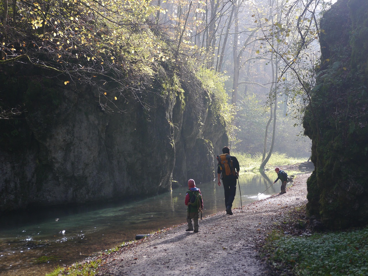 hike, children, swabian alb, rock, water