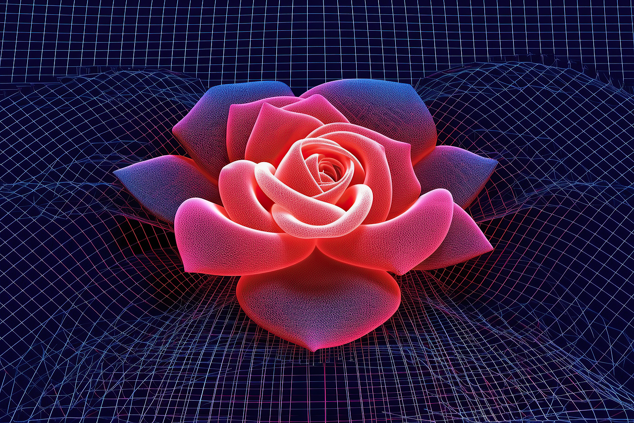 circuit rose, electrons, protons, rose, moire pattern, flower, petals, bloom, blossom, flora, rose wallpaper, rose petals, single rose, computerintelligence, aitechnology, design, digital, technology, ai generated