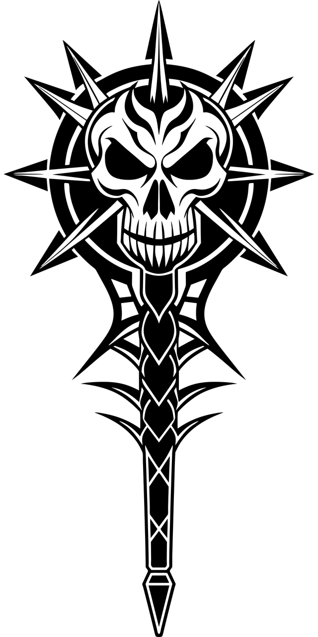 ai generated, mace, weapon, axe, design, line art, decorative, decoration, ornamental, cutout, combat
