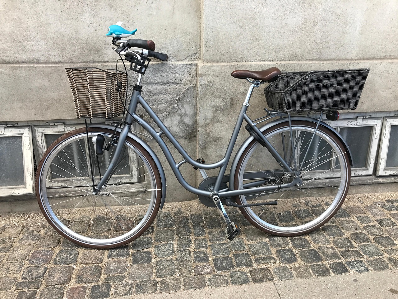 street, bicycle, cobblestones, cobblestone street, bike, vehicle, parked, basket, bike basket, parked bike, copenhagen