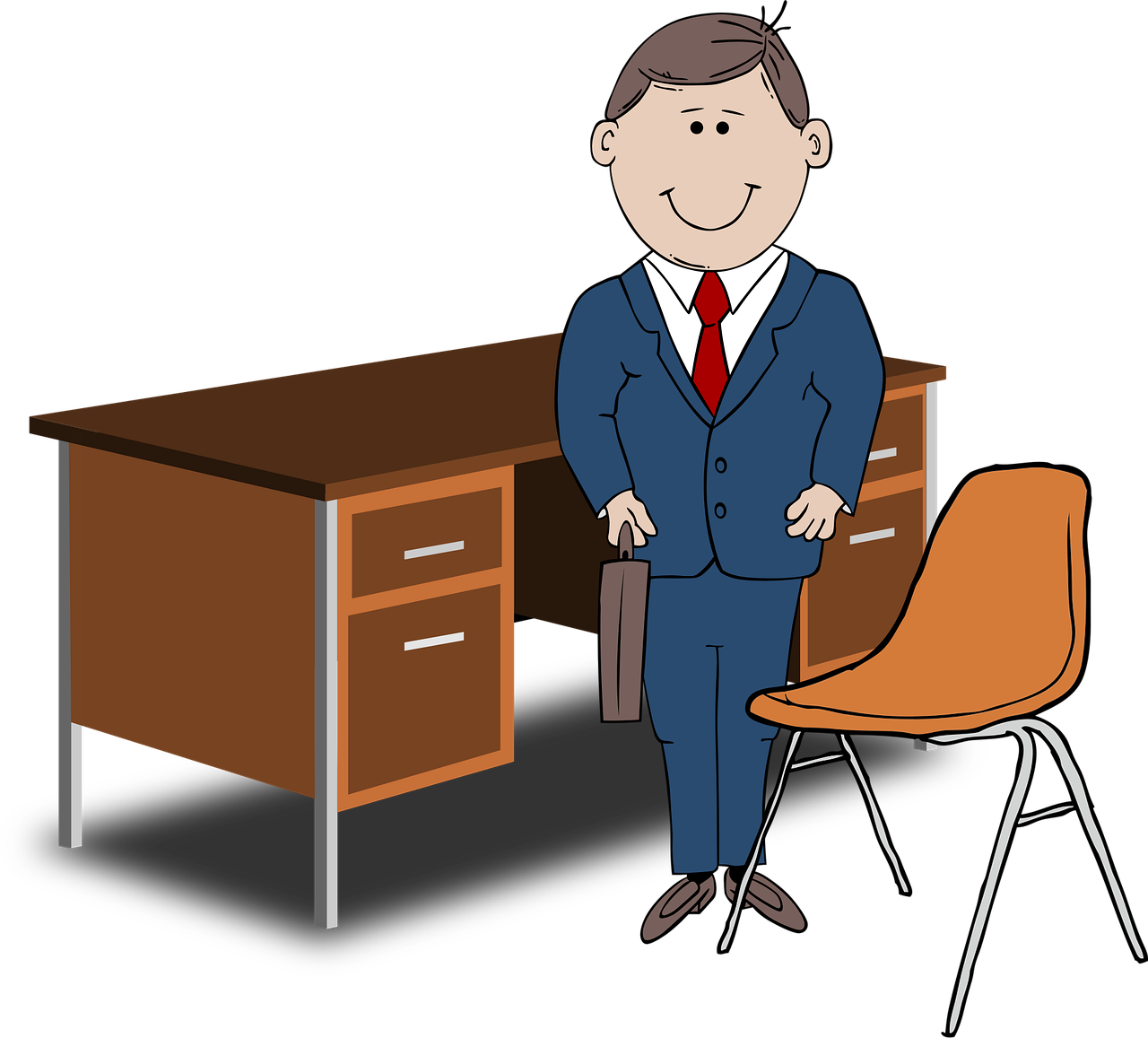 nine-to-five job, office, businessman, desk, chair, suit