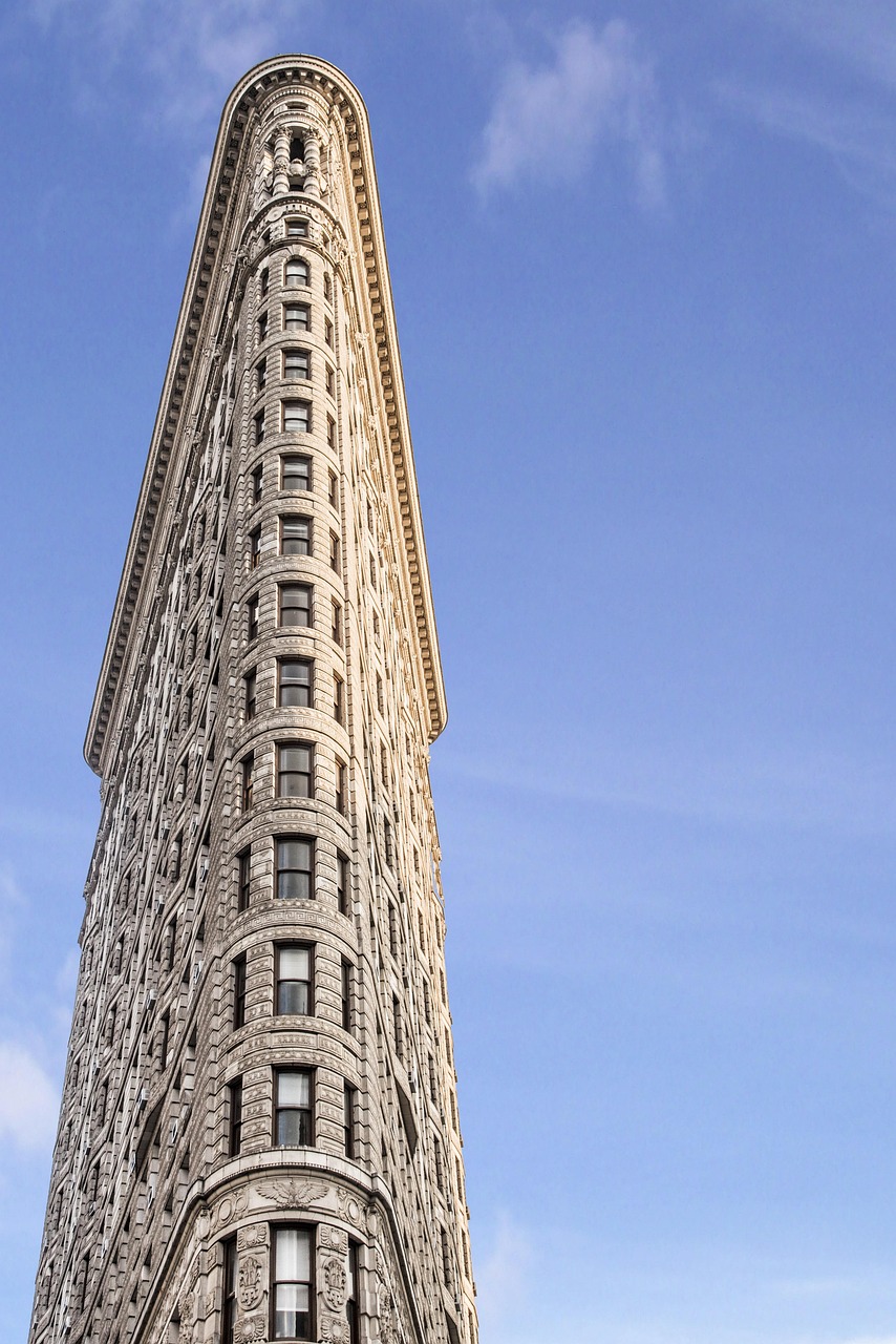 united states, new york, buildings, city, manhattan, flatiron, tower, darling, clouds, strait