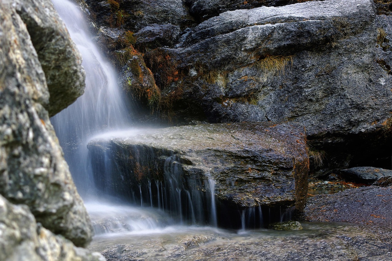 rocks, waterfall, torrent, water, wild environment, boulders, scenic, nature