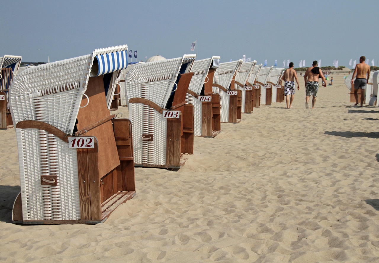chair, beach, hooded beach chair, sun, warnemünde, germany, rostock