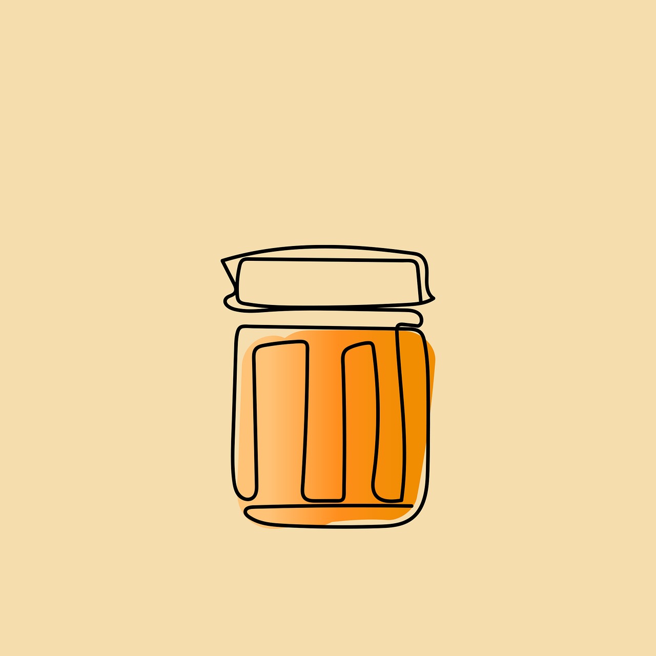 ointment, cream, pot, cosmetics, care, bottle, makeup, drawing, line, simplicity, background, health