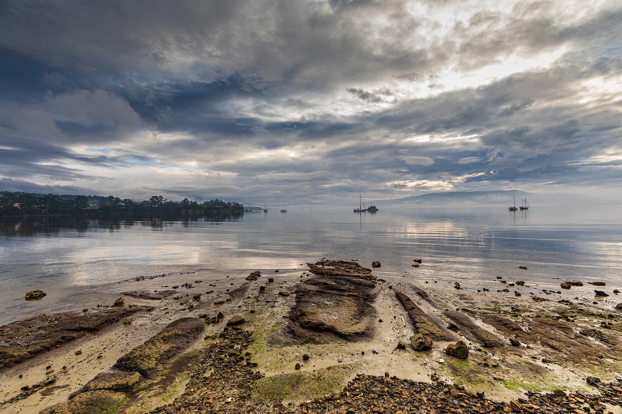 snug, australia, tasmania, sea, clouds, reserve, sunrise, north west bay, coastal, landscape, seascape