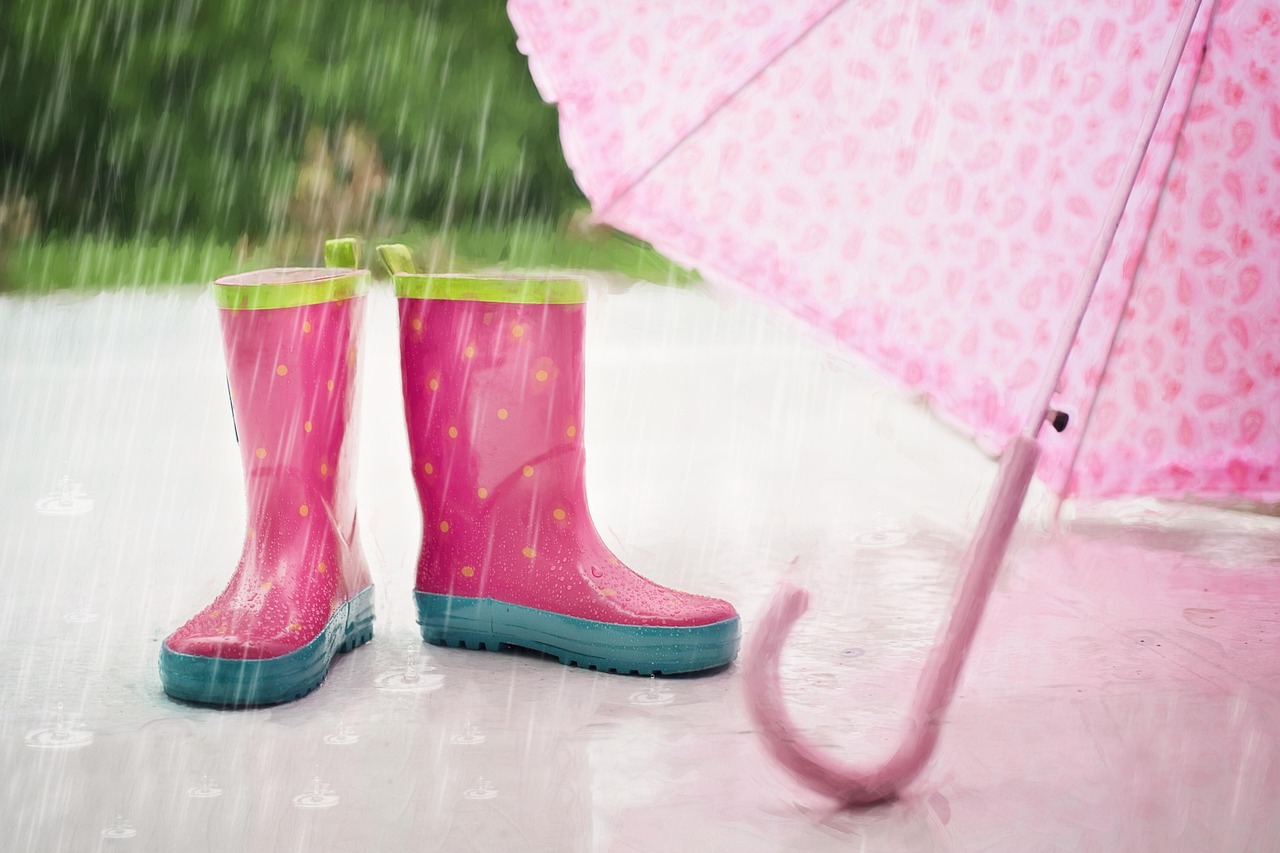 rain, boots, umbrella, wet, rubber boots, parasol, rainy weather, rainy, rainfall, raining, outdoors, weather, rainy season
