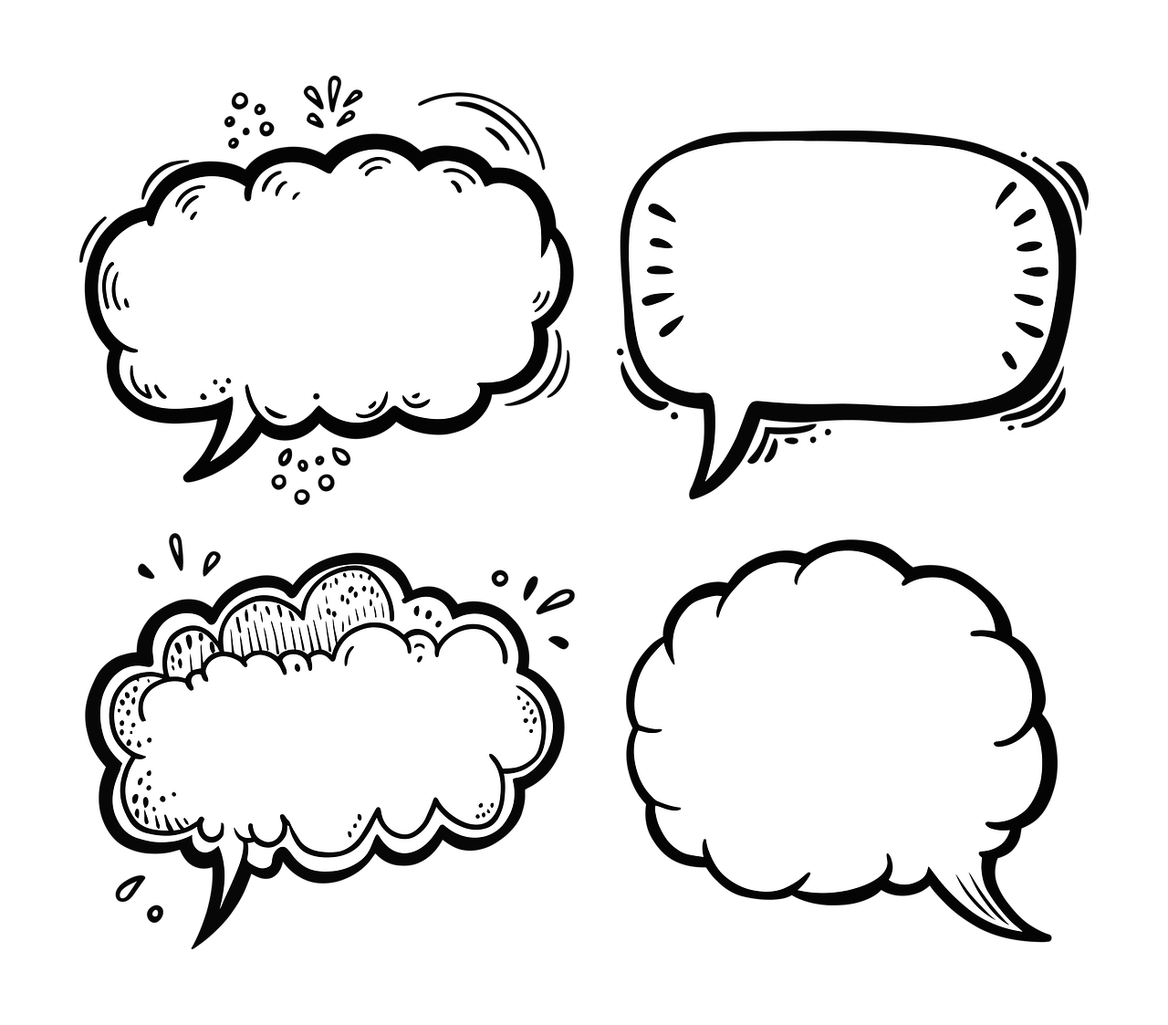 speech bubbles, speech balloons, graphic novel, comic book, chat, speaking, talking, dialogue, cutout, copy space