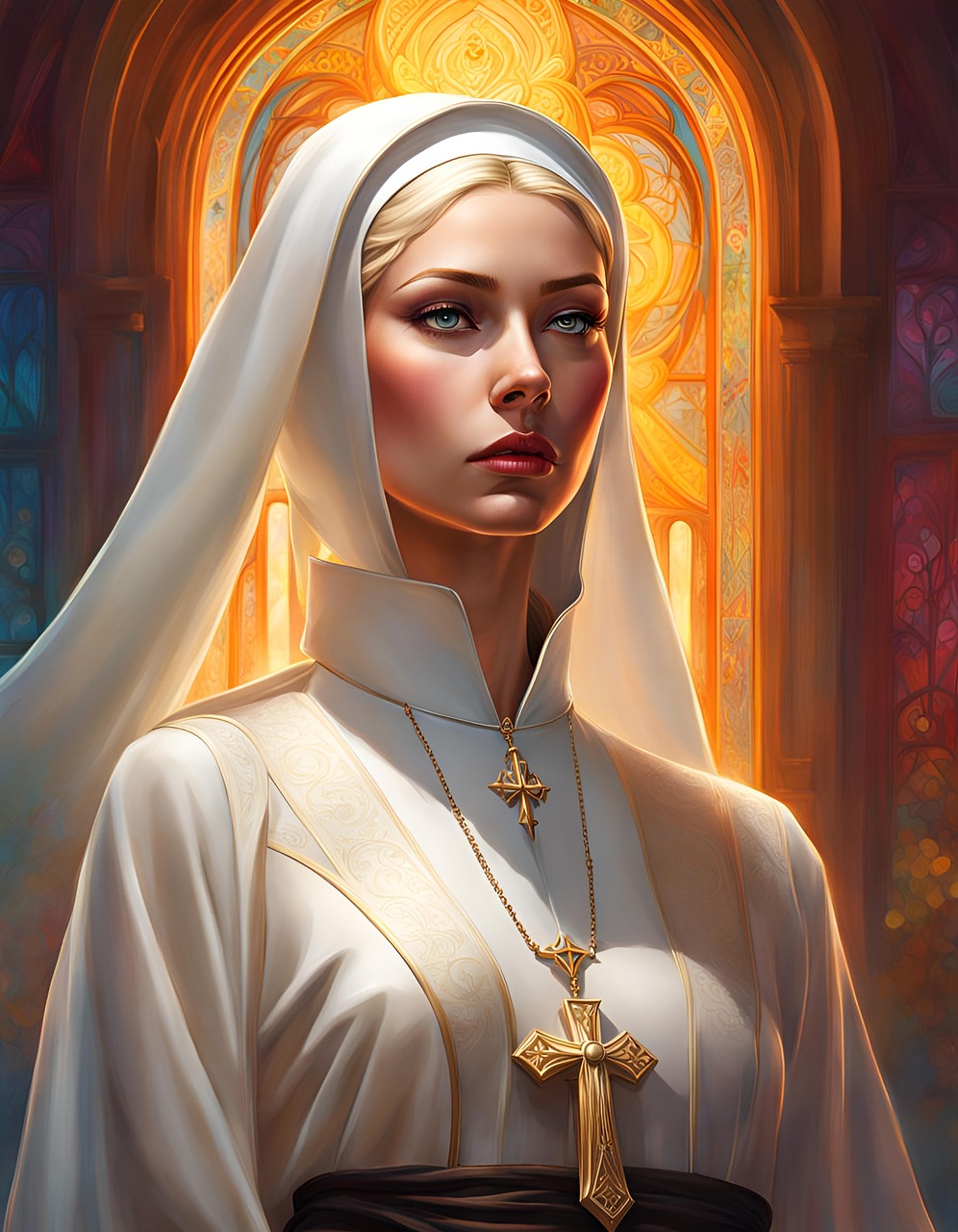 ai generated, nun, religion, prayer, pray, church, faith