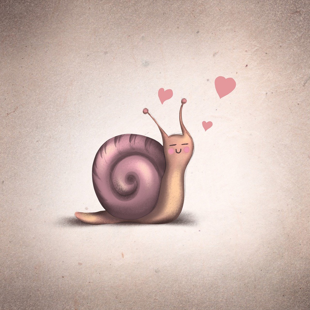 snail, love, hearts, drawing, animal, romantic