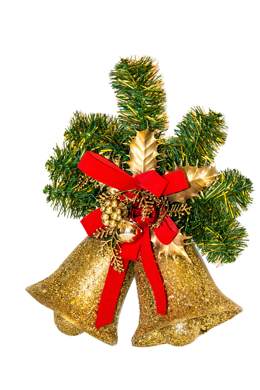christmas, deco, bells, golden