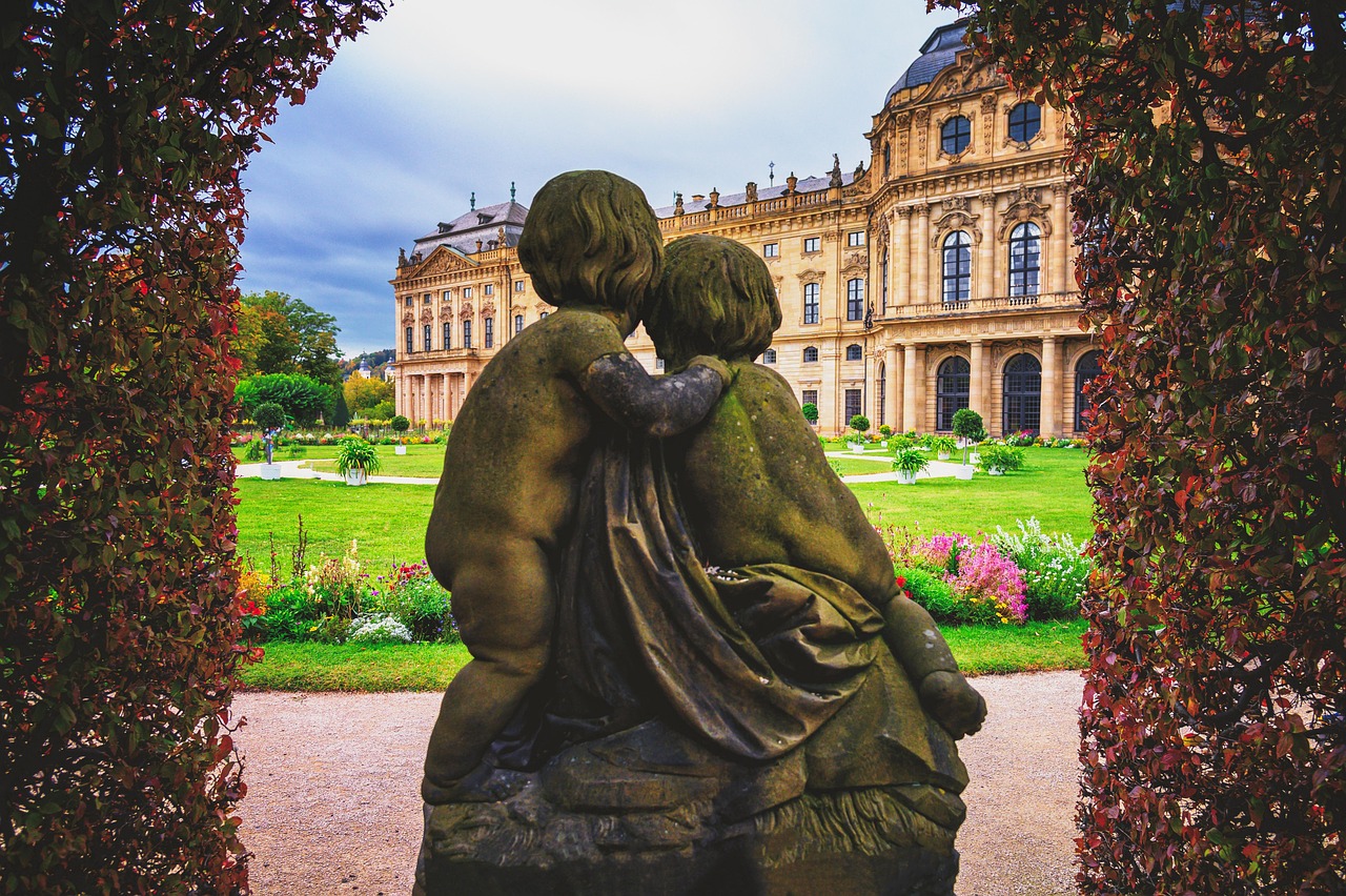 park, garden, würzburg, residence, maintained, statue, courtyard garden, nature