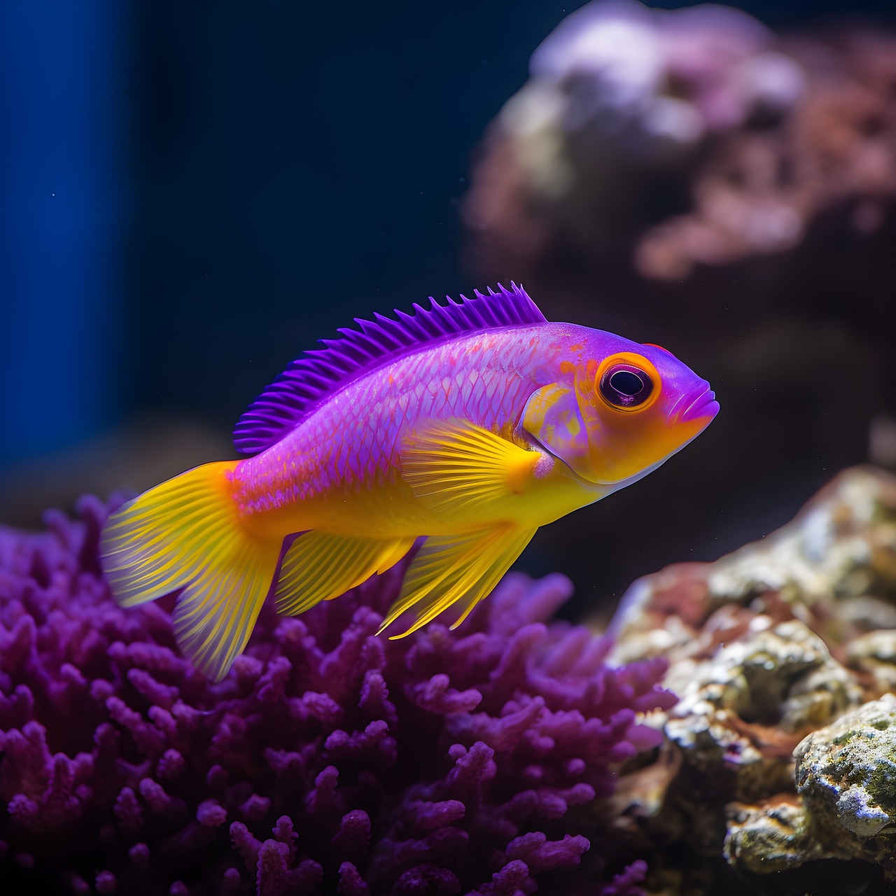 royal gramma basslet, purple fish, aquarium, fish, tank, pet, animal, fish tank