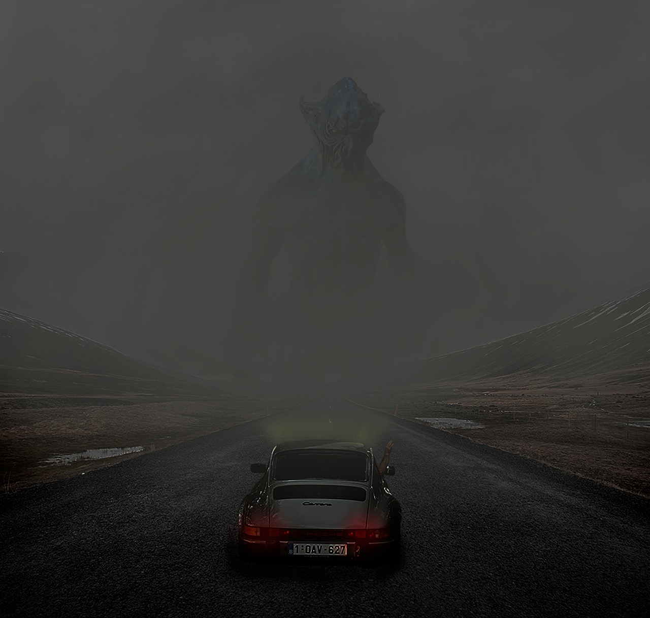 monster, fantasy, nature, mysterious, car