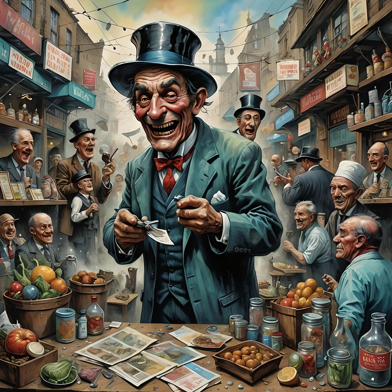 ai generated, market, fruits, vegetables, seller, drawing, vendor
