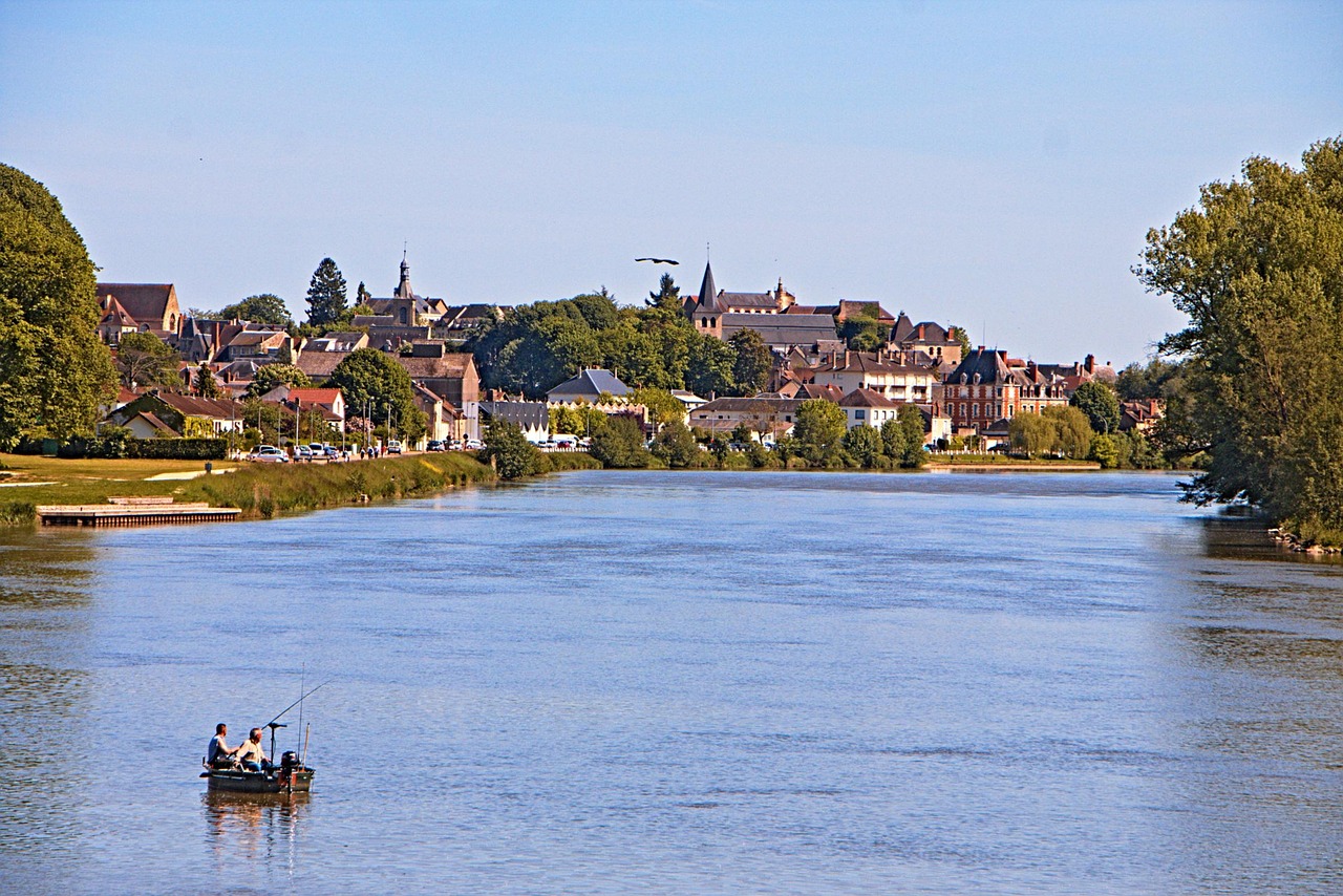 decize, loire, river, panorama, city, nièvre, water plan, water courses