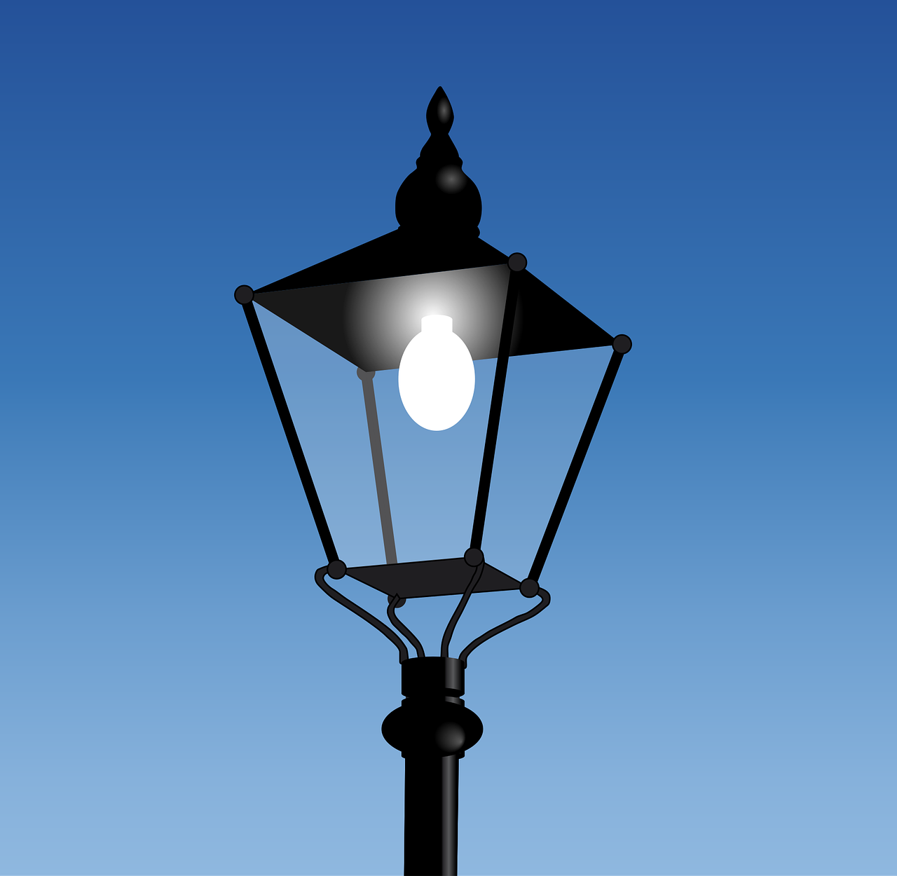 street lamp, street light, lamp, light, street lantern, lamppost, illuminated, night, evening