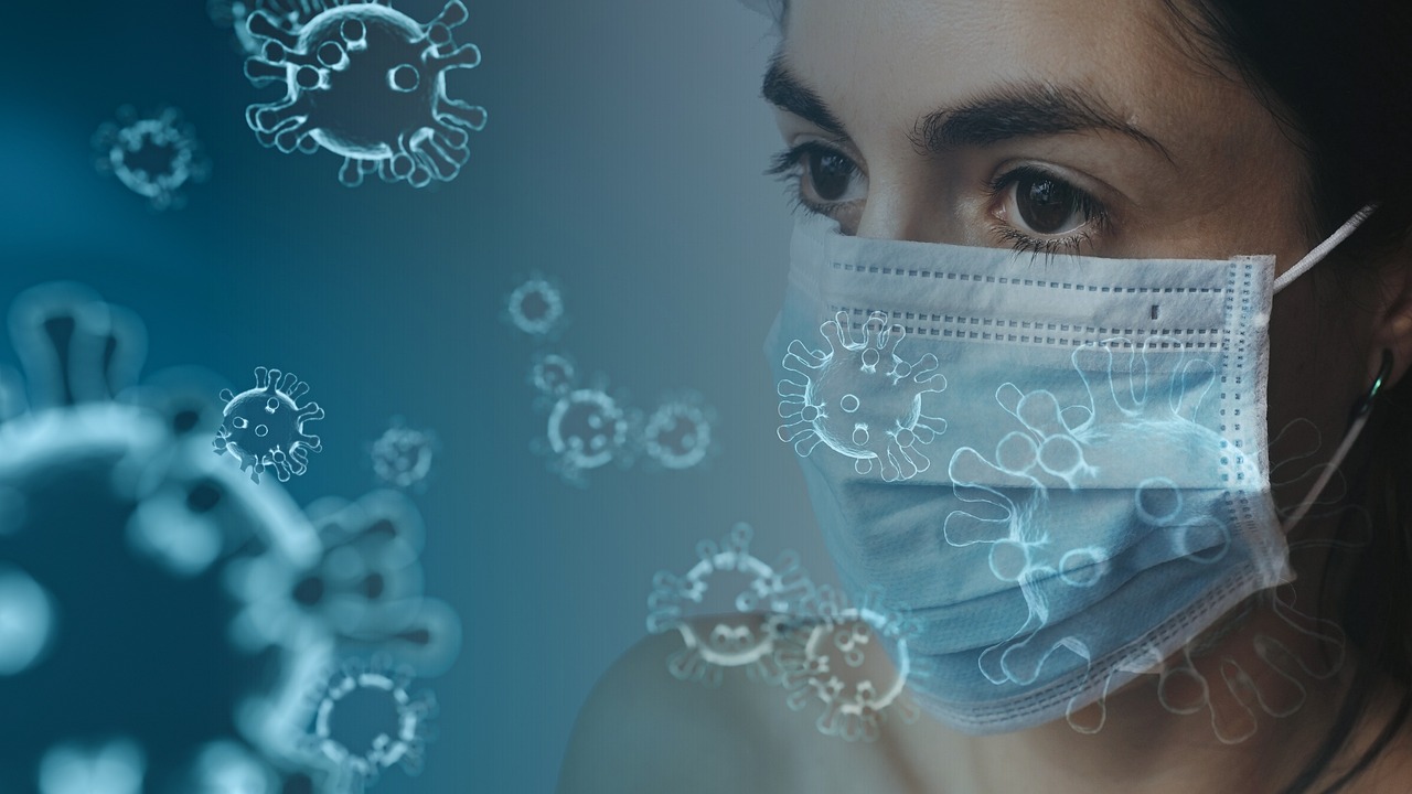 coronavirus, virus, mask, corona, pandemic, outbreak, disease, epidemic, sars-cov-2, covid-19, pathogen, hygiene, healthcare, biology, infection, quarantine, protection, transmission, flu, blue virus, blue healthcare