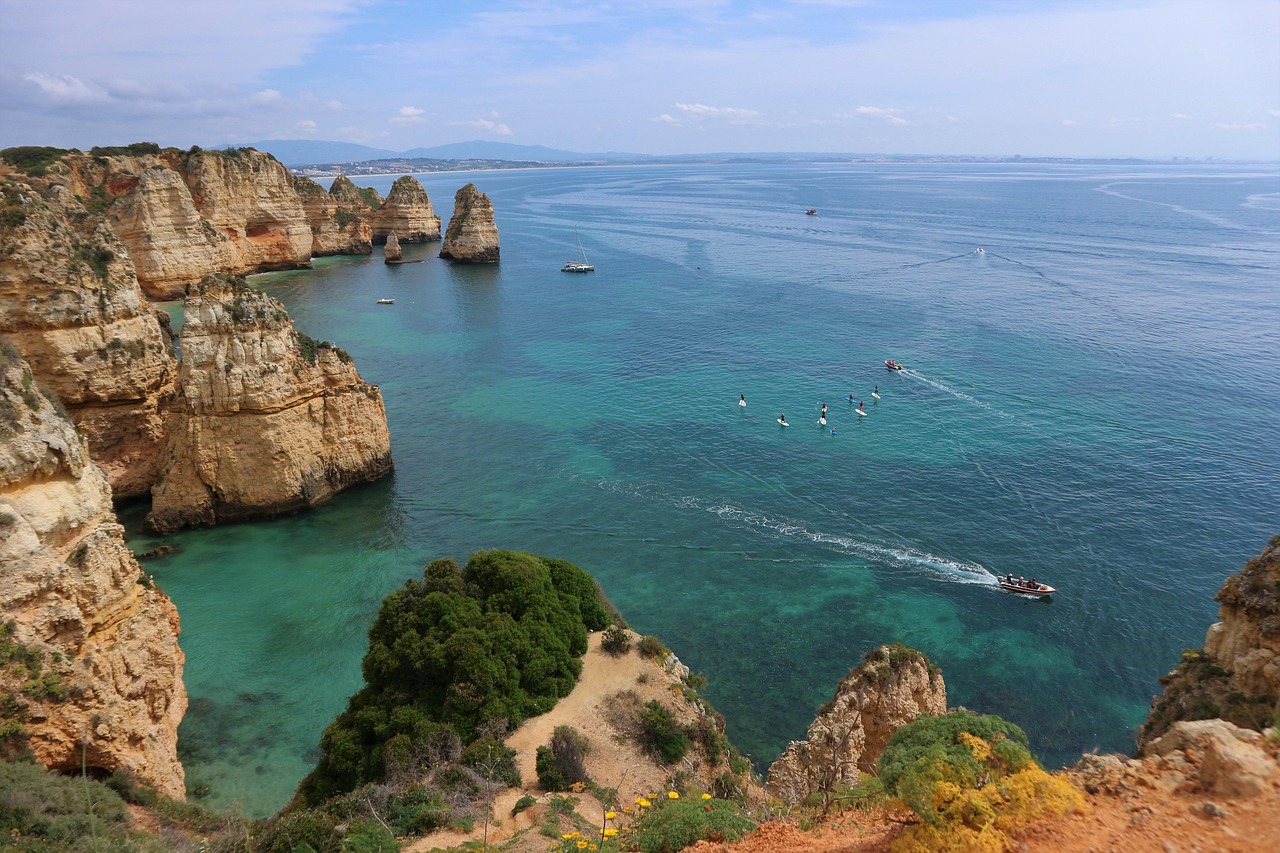 portugal, algarve, ponta da piedade, sea, landscape, rocks, nature, stone, ocean, idyllic, costa