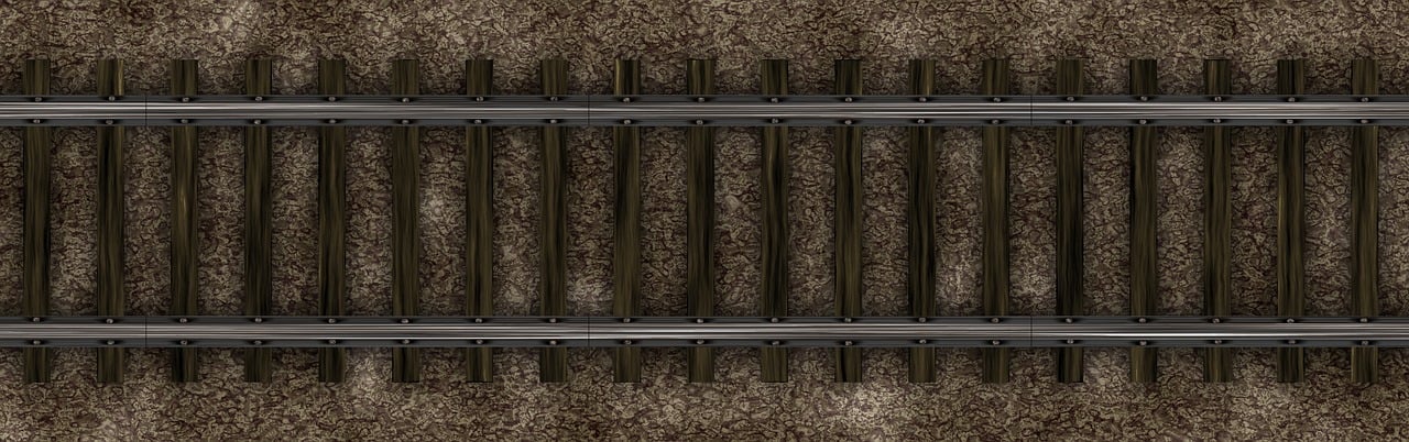 banner, header, train track, train, brown train, brown banner