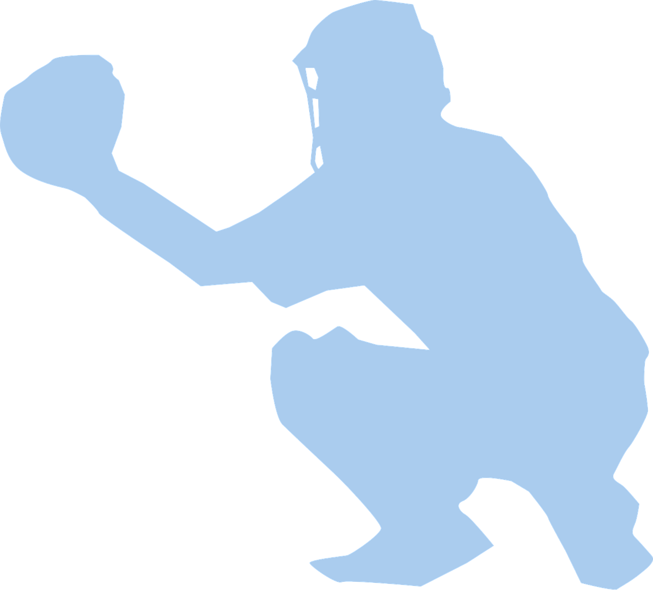 baseball, catcher, squat, player, silhouette, sports