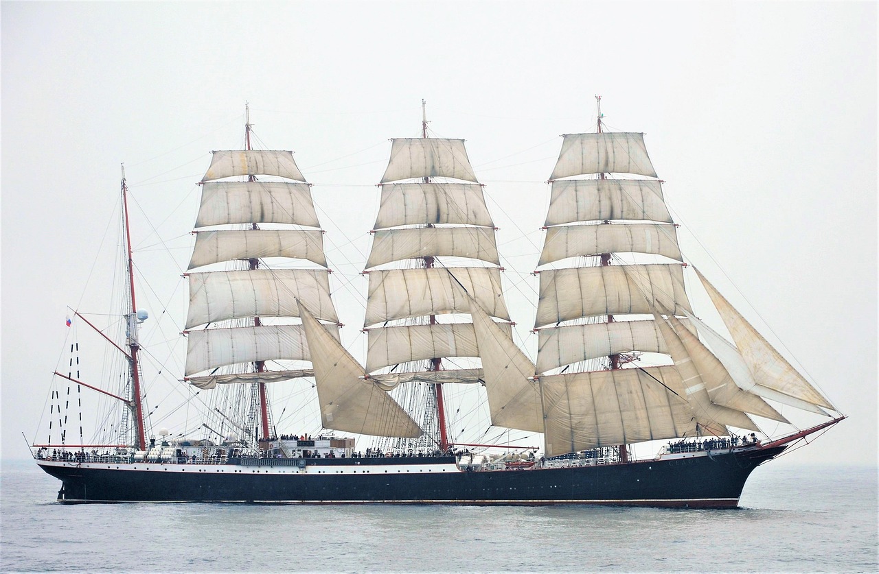 ship, bark, sedov, sail, tall ship, sea, седов, барк