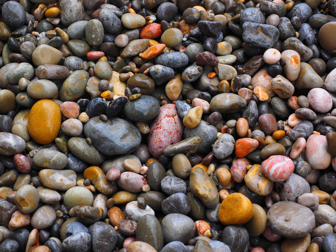 pebbles, stones, brightly rounded, coloured, colorful, rubble, pebble, erosion, stony