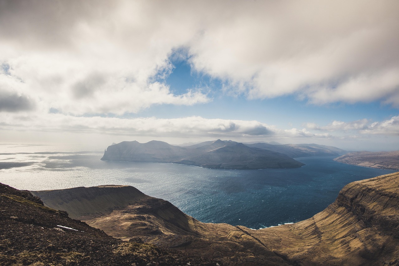 sea, ocean, beach, faroe islands, clouds, travel, rocks, landscape