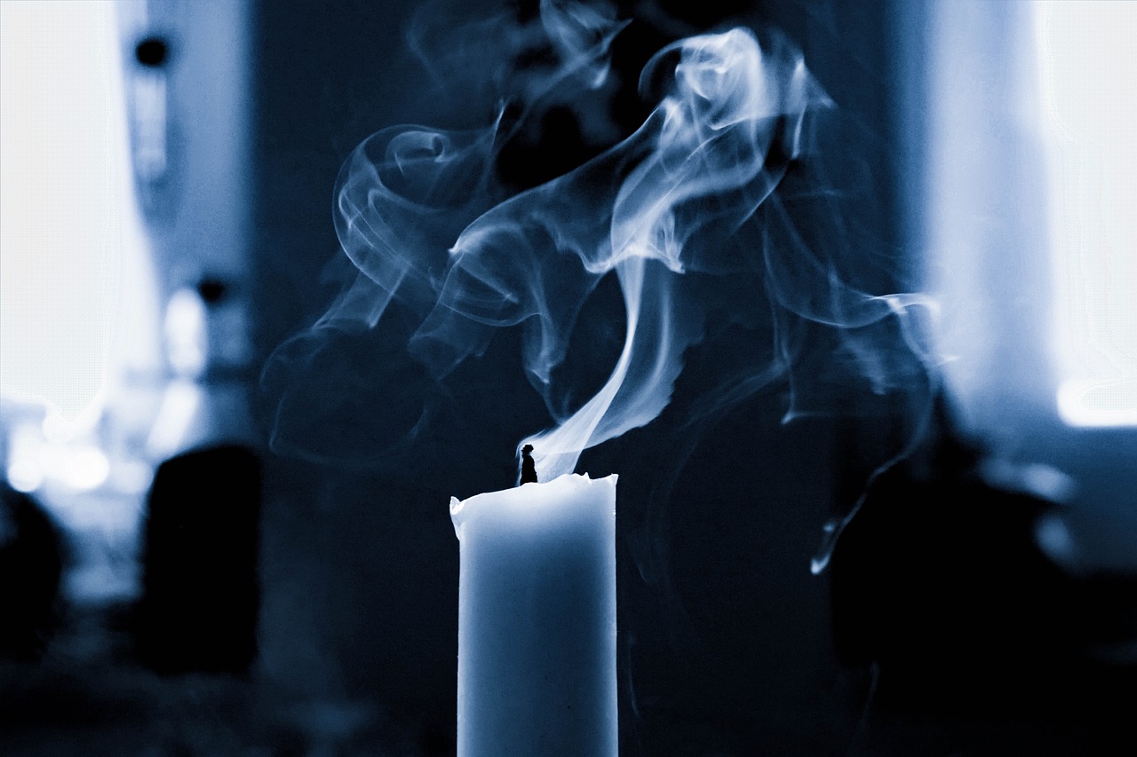 candle, smoke, wick, flame, burn, mood, blown out, glow, wax