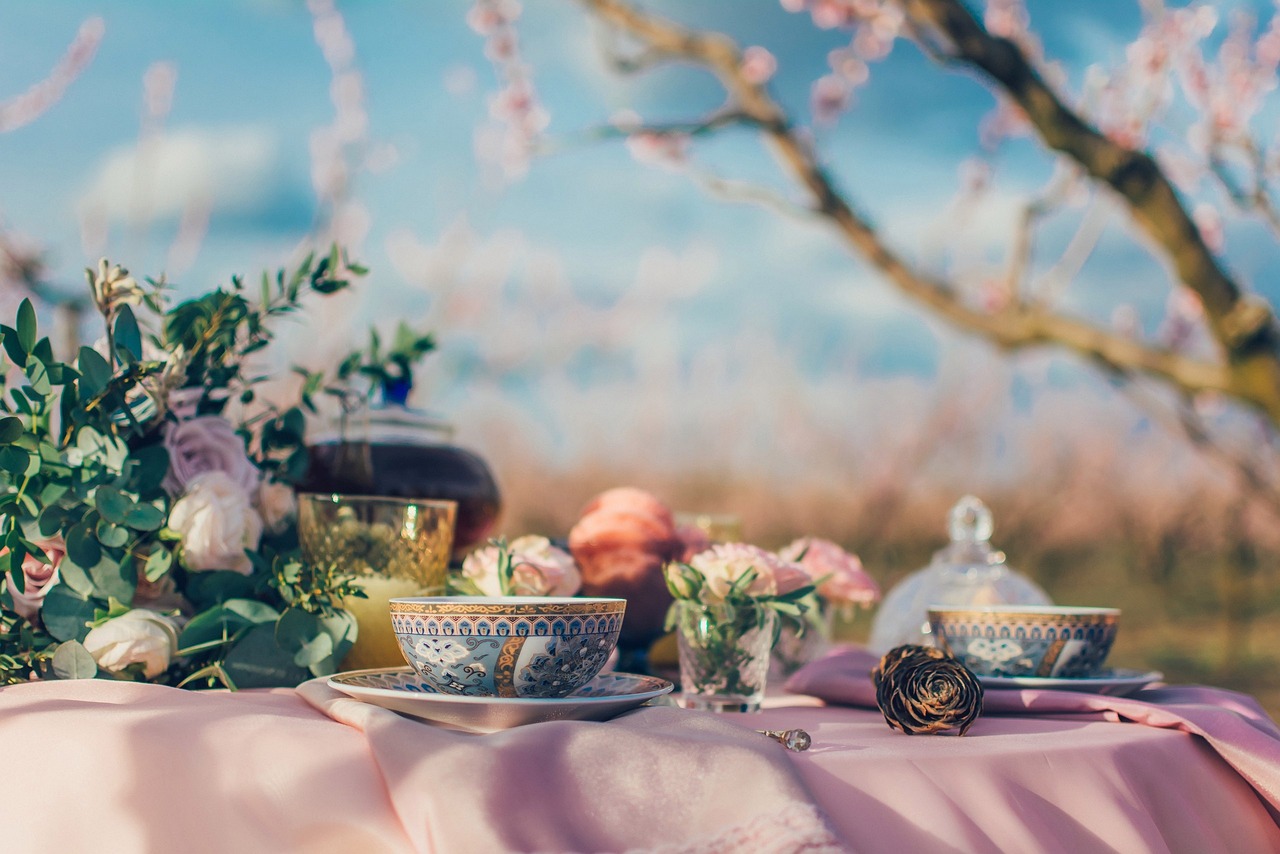 tea, cup, drink, table, traditional, nature, outdoors