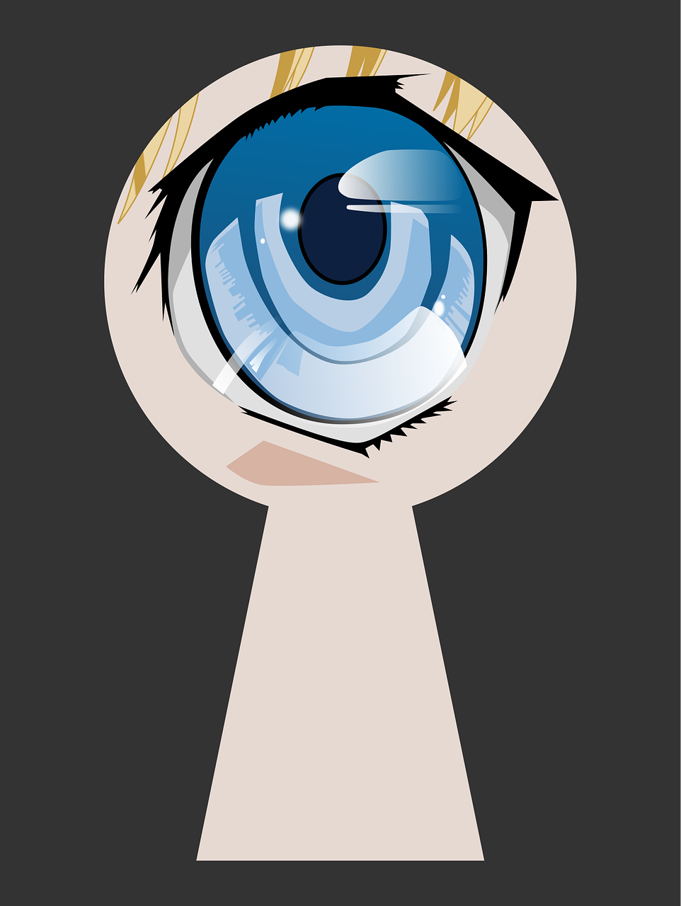 blue, cartoon, classic, eye, keyhole, looking, gray cartoon