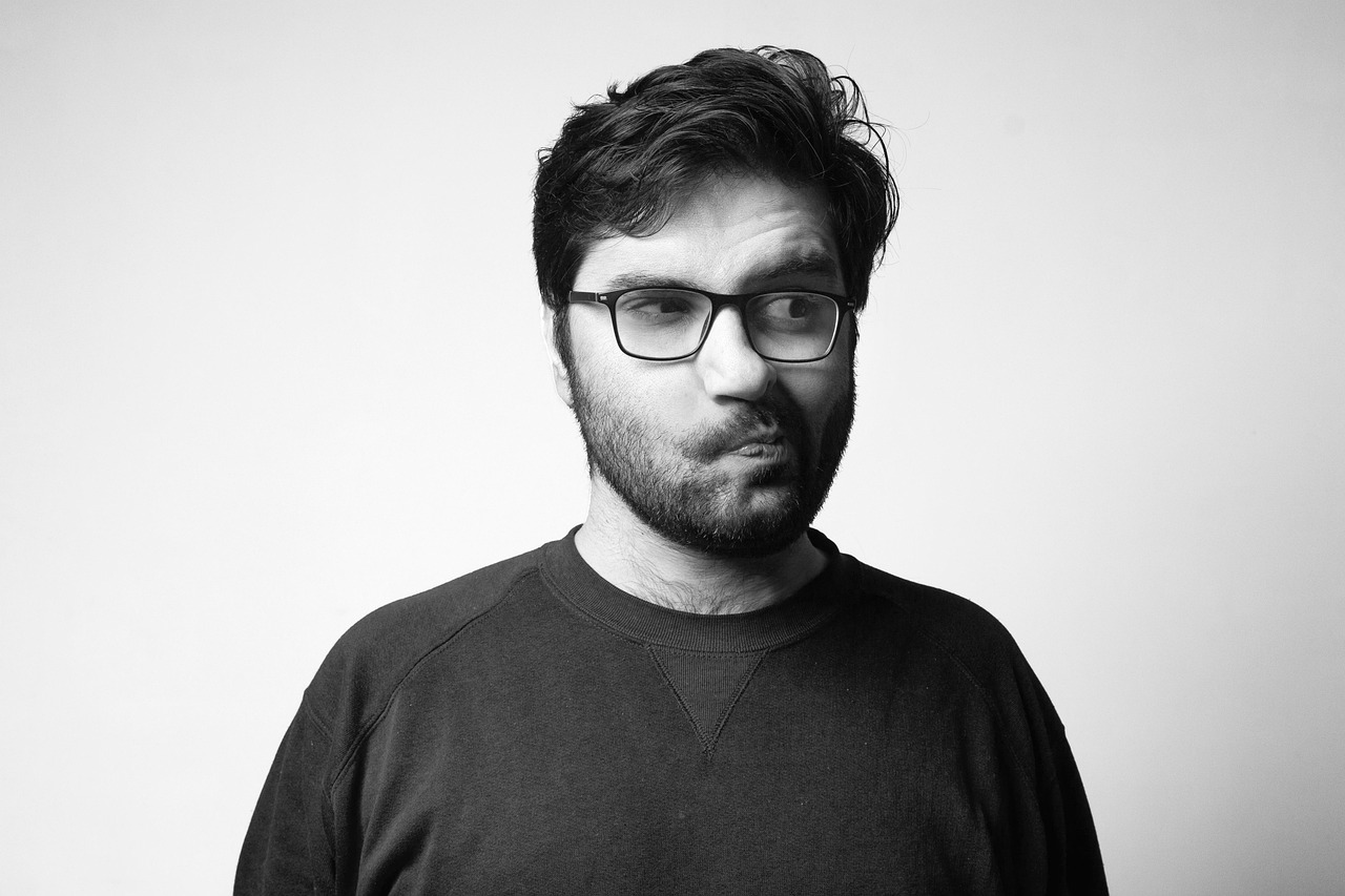 man, confused, young, male, glasses, model, expression, gesture, portrait